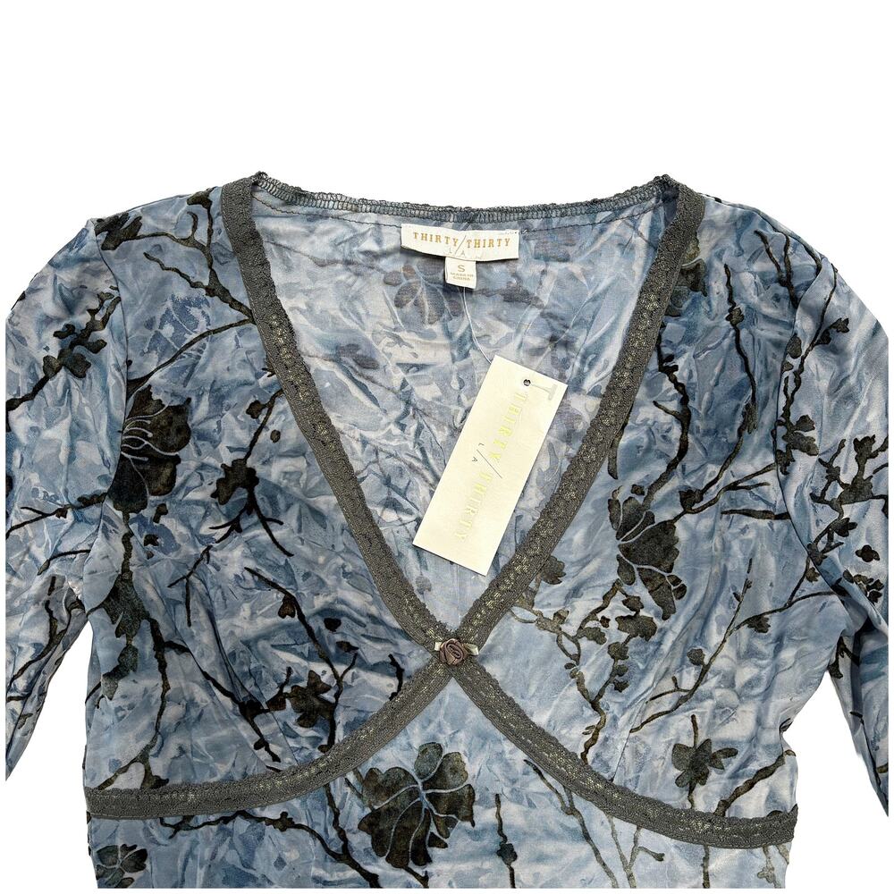 NWT Thirty/Thirty Velvet Burnout Mesh Top Sz S | Whimsigoth Fairy Goblincore